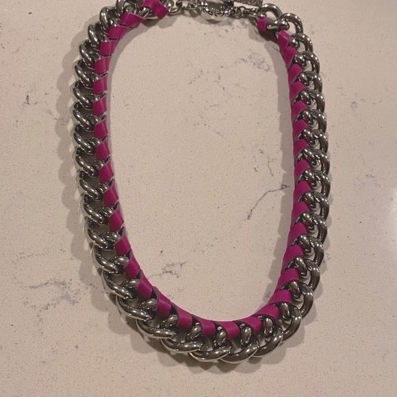 SIGAL Pink Leather and Stainless Steel Necklace - Picture 6 of 9